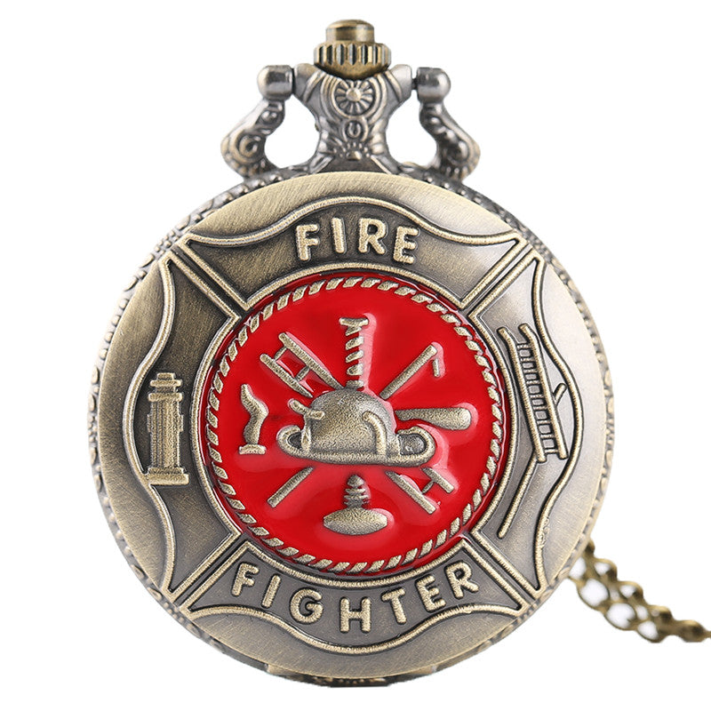 Pocket Watch Fire Fighter Red