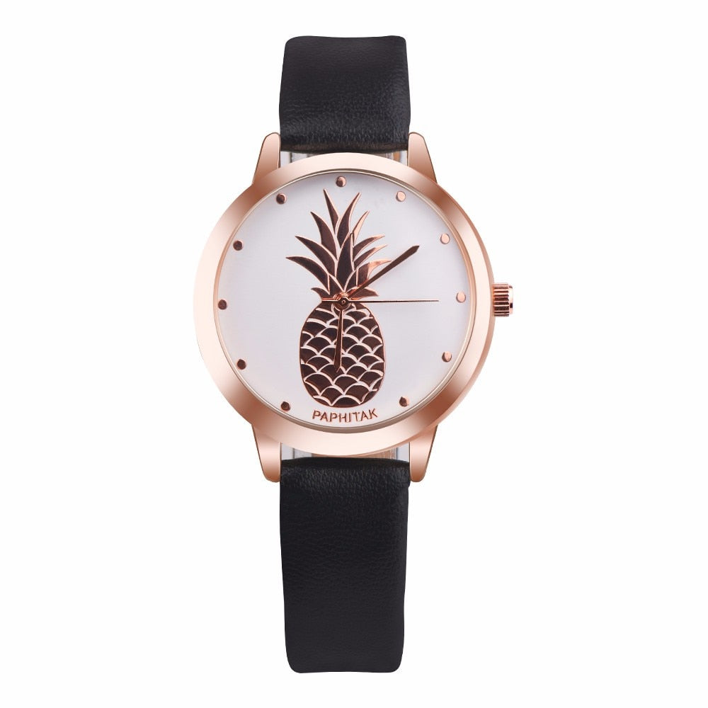 Pineapple Leather Band women watch