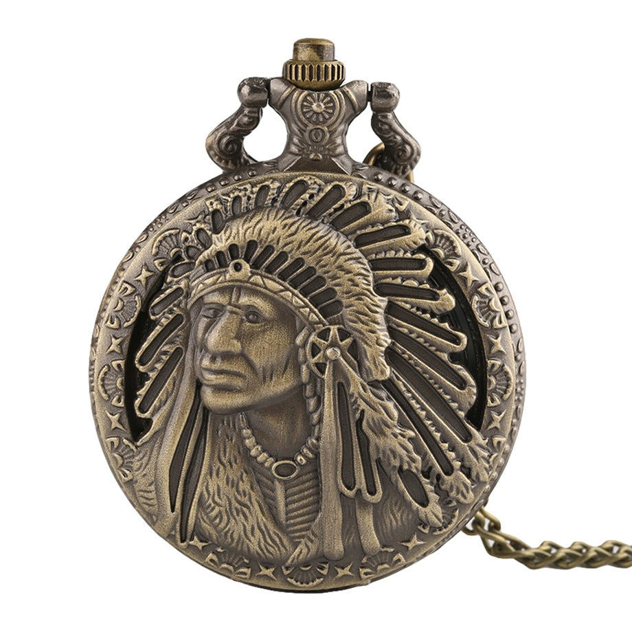 Carving Native American Pocket Watch