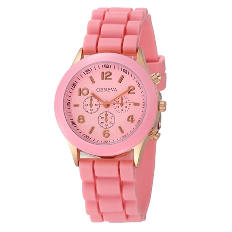Pink Silicone women watch