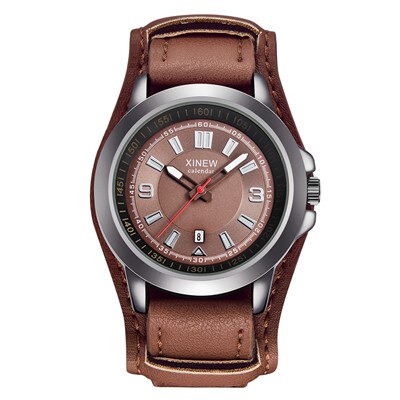 Military Style Leather Band Watch